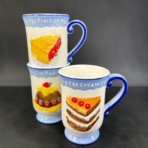 Studio Nova Sweet Treats Mugs Set of 3 Pie Pudding Cream Cake Ceramic Mugs Cups